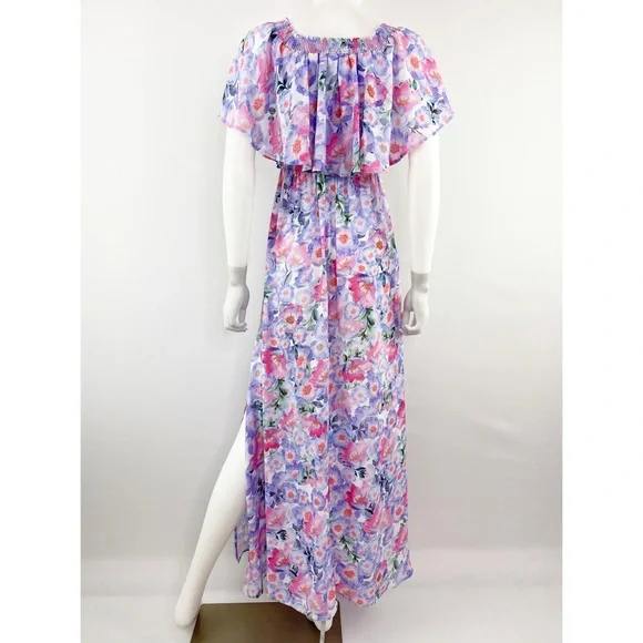 Show Me Your Mumu Size XS Purple Pink Floral Blouson Maxi Dress - Picture 5 of 7